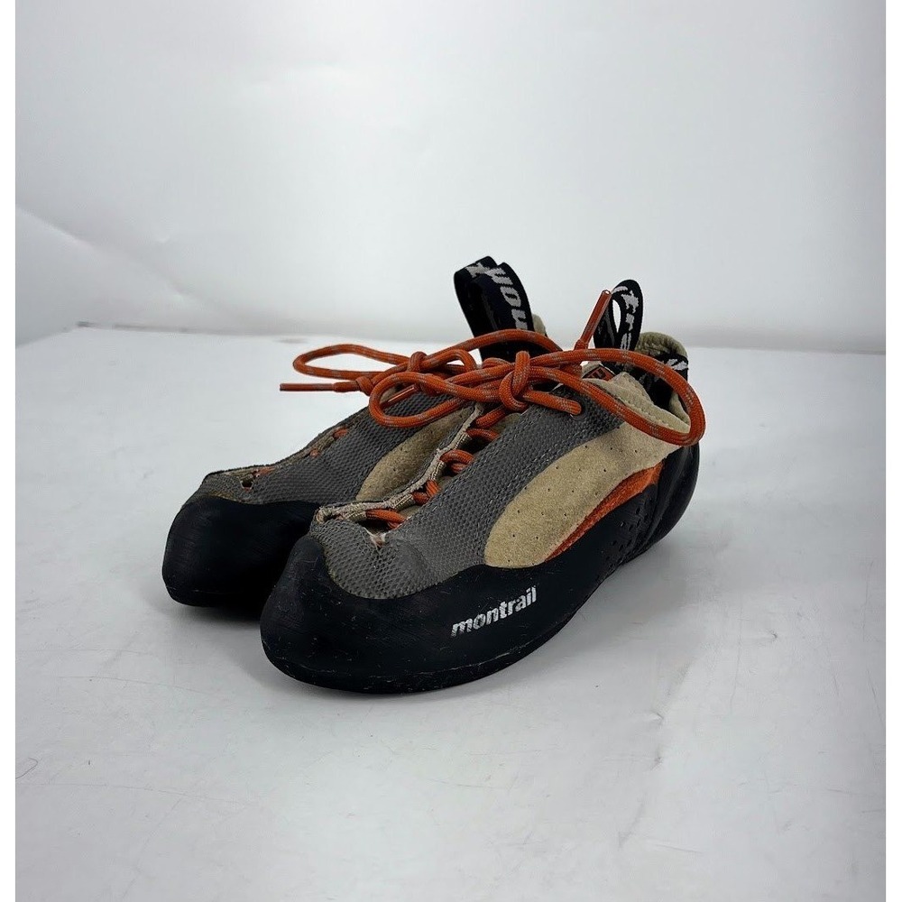 Montrail Karma Rock Climbing Shoes Gray Tan Orange Lace Up EU 34/4.5